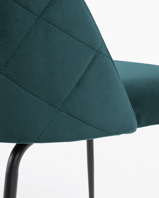 Ivonne velvet chair in turquoise and black metal