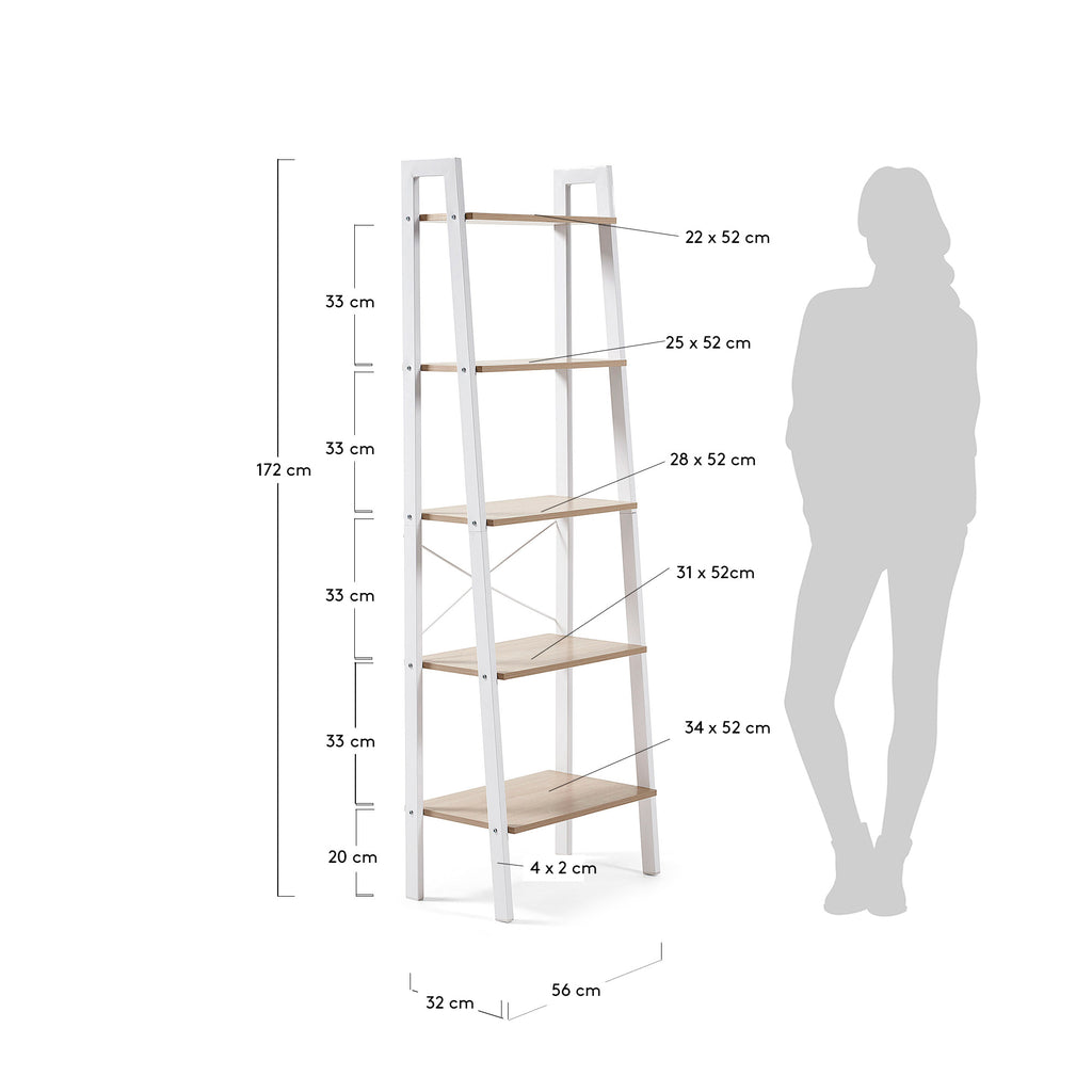 Aarhus shelving unit in white, 56 x 172 cm