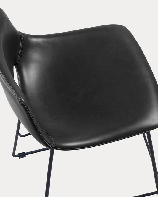 Black synthetic leather Zahara barstool height 65 cm