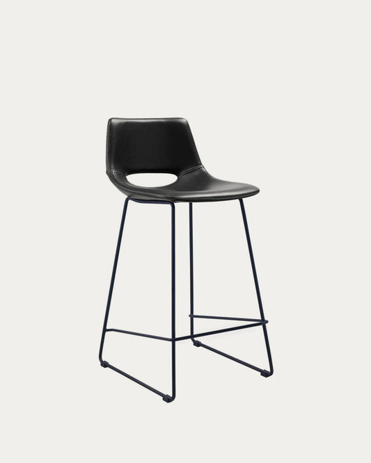 Black synthetic leather Zahara barstool height 65 cm