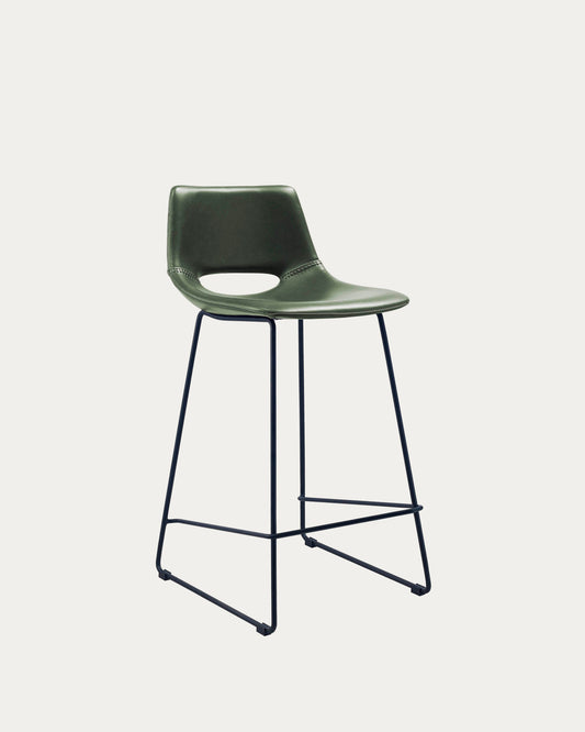 Green synthetic leather Zahara barstool height 65 cm