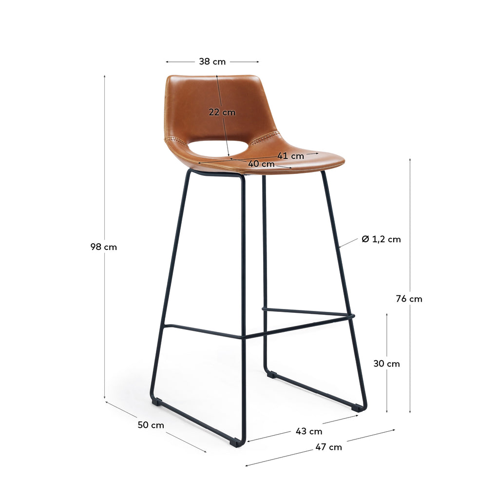 Brown synthetic leather Zahara barstool height 76 cm FSC 100%