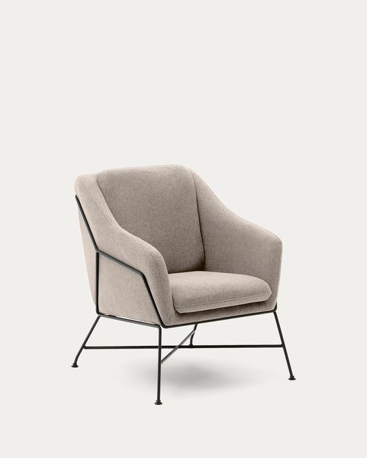 Brida armchair in beige and steel legs with black finish