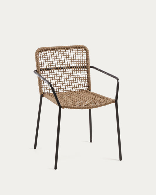 Ellen stackable chair in beige cord with galvanised steel