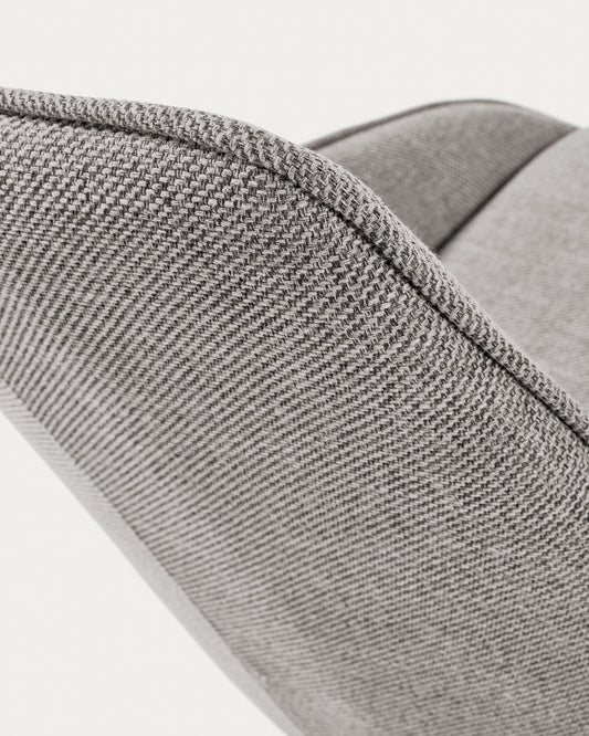 Jenna light grey swivel chair with steel legs with black finish FSC 100%