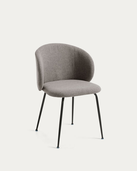 Minna light grey chair with steel legs with black finish