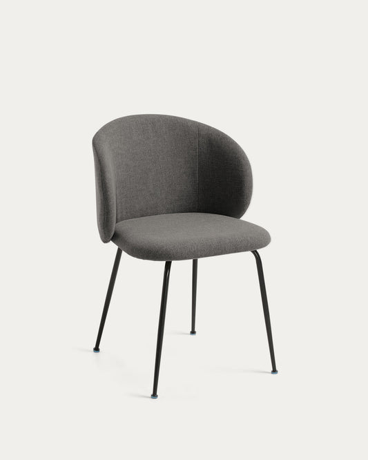 Minna dark grey chair with steel legs with black finish