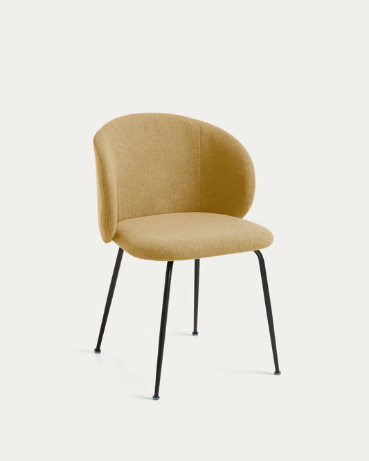 Minna mustard chair with steel legs with black finish