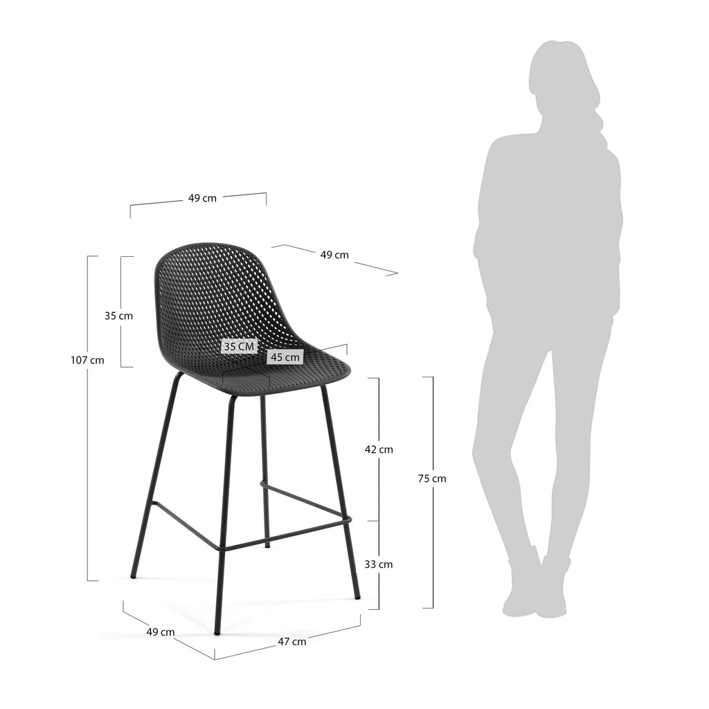 Quinby outdoor stool in grey, height 75 cm