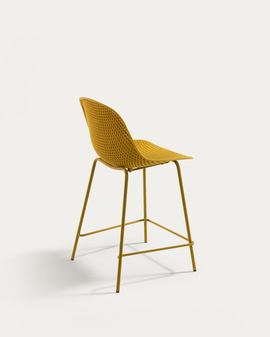 Quinby outdoor stool in yellow, height 65 cm