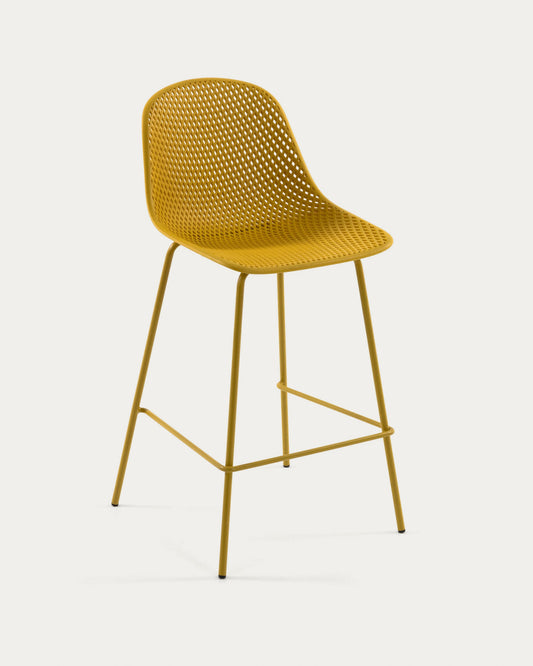 Quinby outdoor stool in yellow, height 75 cm