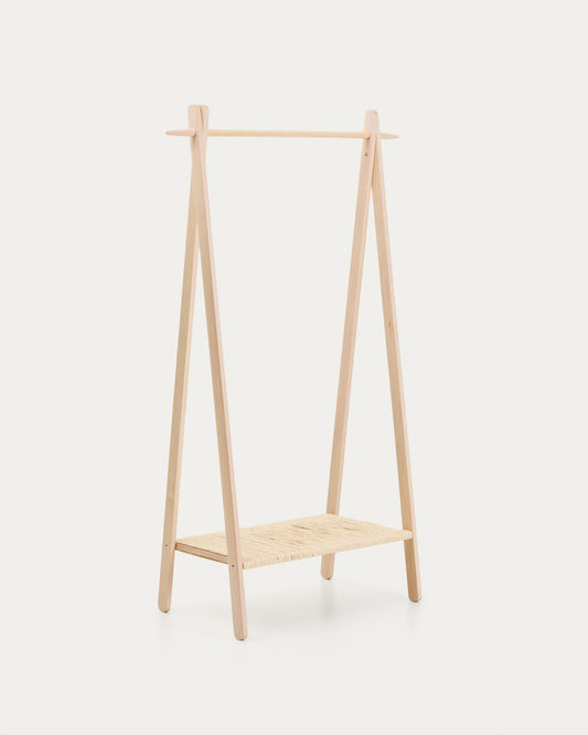 Natane birch wood and rattan clothing rail, 95 x 152 cm