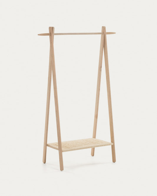 Natane birch wood and rattan clothing rail, 95 x 152 cm