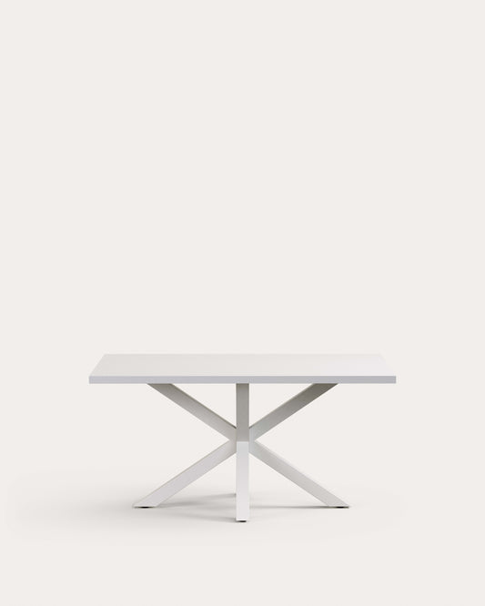 Argo table in melamine with black finish and steel legs with white finish 160 x 100 cm