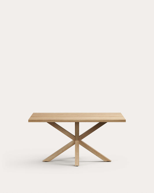 Argo table in melamine with natural finish and wood-effect steel legs 160 x 100 cm