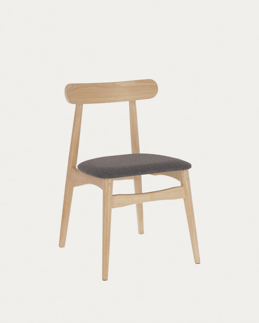 Dark grey Nayme chair made from ash veneer and solid cork wood legs