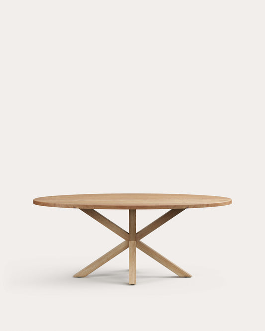 Argo oval table in solid acacia wood and wood-effect steel legs Ø 200 100 cm