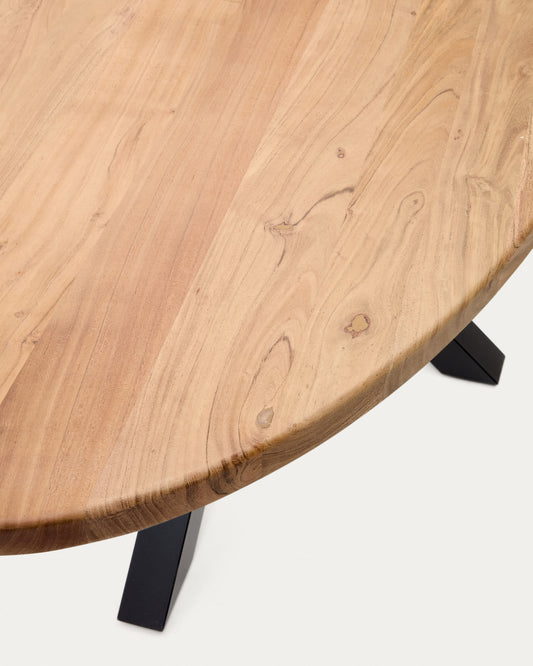 Argo oval table in solid acacia wood and steel legs with black finish Ø 200 x 100 cm