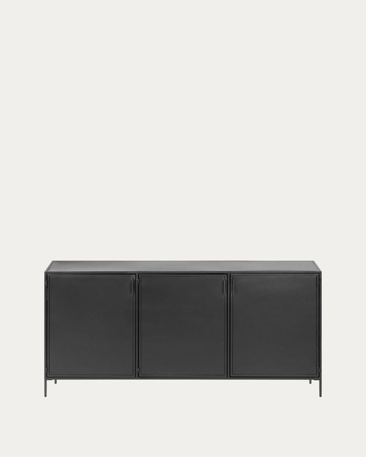 Shantay metal sideboard in a painted black finish with 3 doors, 160 x 72 cm