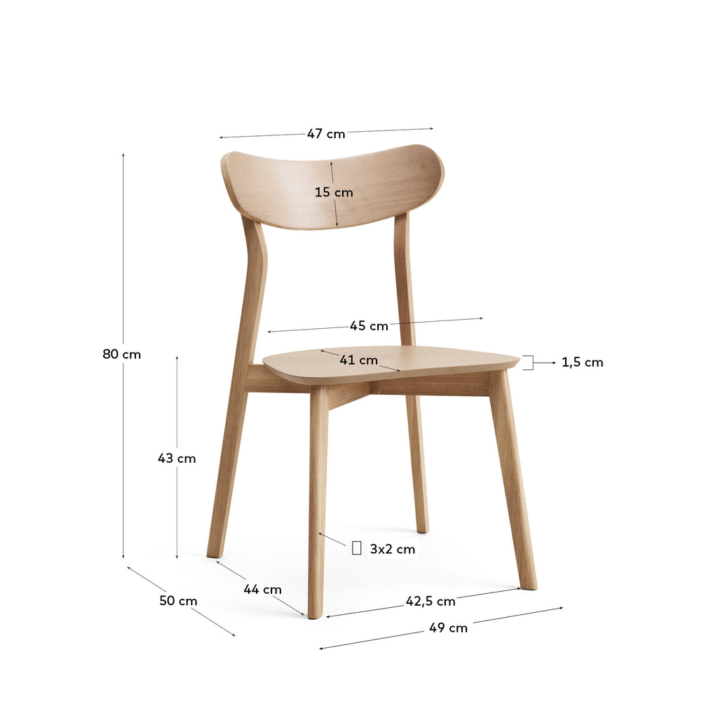 Safina chair in oak veneer and solid rubber wood