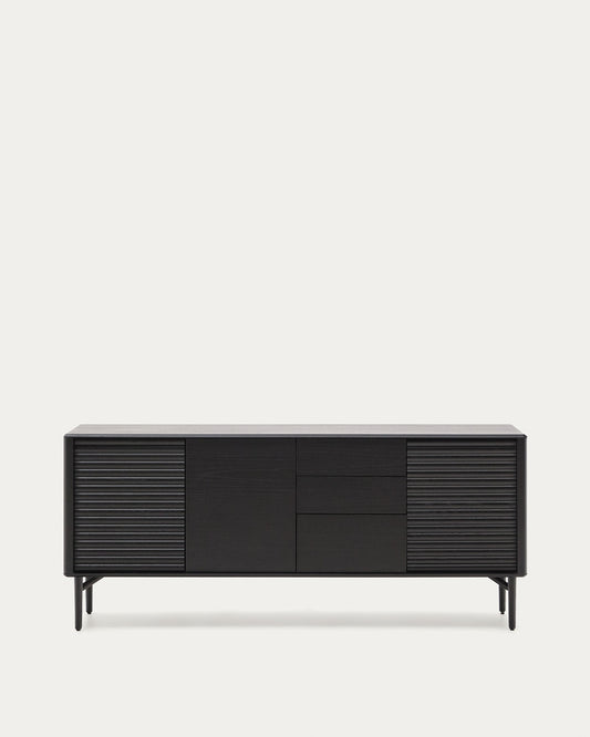 Lenon sideboard 3 doors and 3 drawers solid wood and black oak veneer 200x86cm FSC Mix Credit