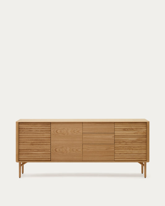 Lenon oak wood and veneer sideboard with 3 doors & 3 drawers, 200 x 86 cm FSC MIX Credit