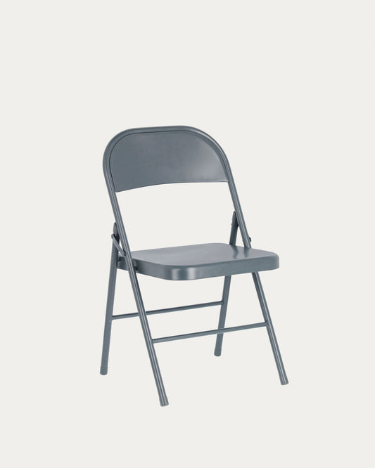 Aidana metal folding chair in dark grey