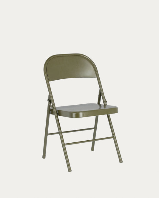 Aidana metal folding chair in dark green