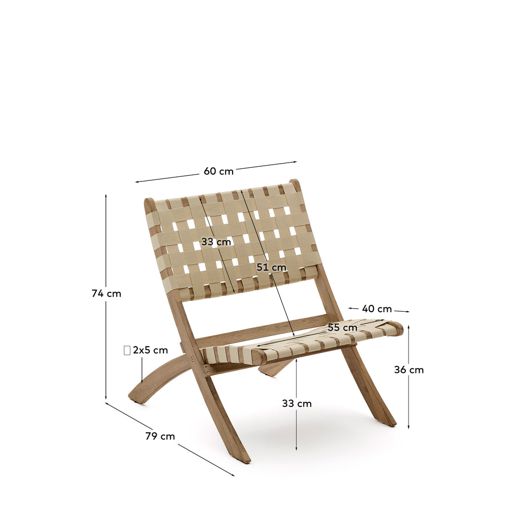 FSC 100% cream cord and solid acacia wood Chabeli folding chair