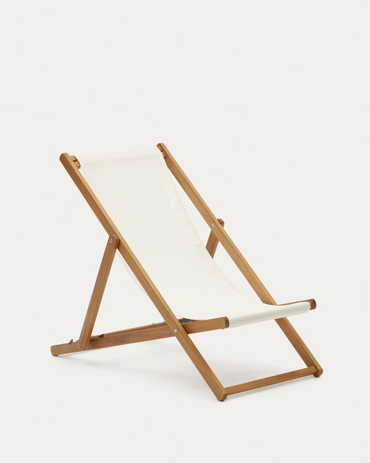 Adredna solid acacia outdoor deck chair in beige FSC 100%