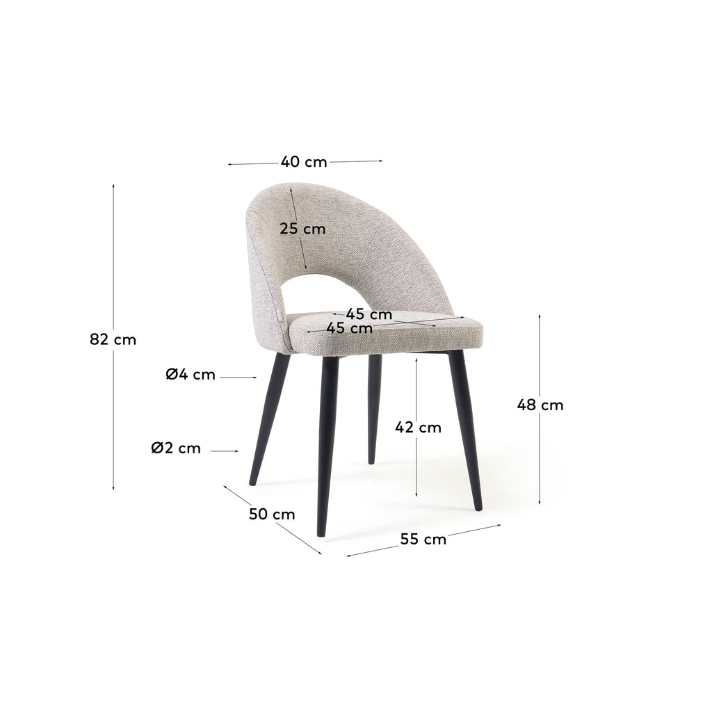 Beige Mael chair with steel legs with black finish FSC 100%