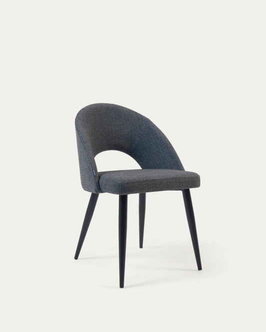 Dark grey Mael chair with steel legs with black finish