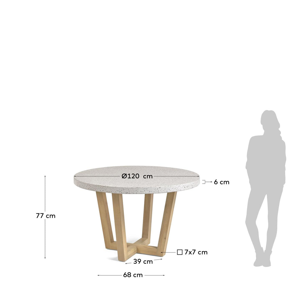 Shanelle round table for two in white terrazzo Ø 120 cm