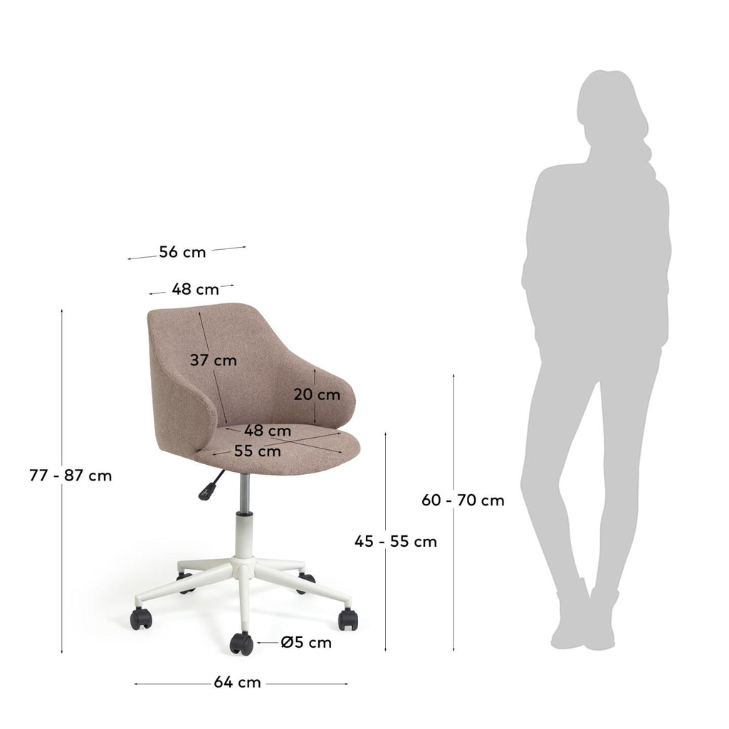 Einara pink office chair and legs made of steel in matt white