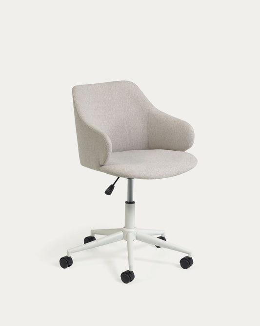 Einara light grey office chair and legs made of steel in matt white