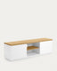 Abilen oak wood veneer TV stand with 1 door & 2 drawers in white lacquer, 150 x 44 cm FSC 100%