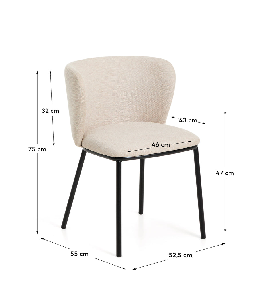 Ciselia flame-retardant chair beige chenille and black steel legs FSC Mix Credit