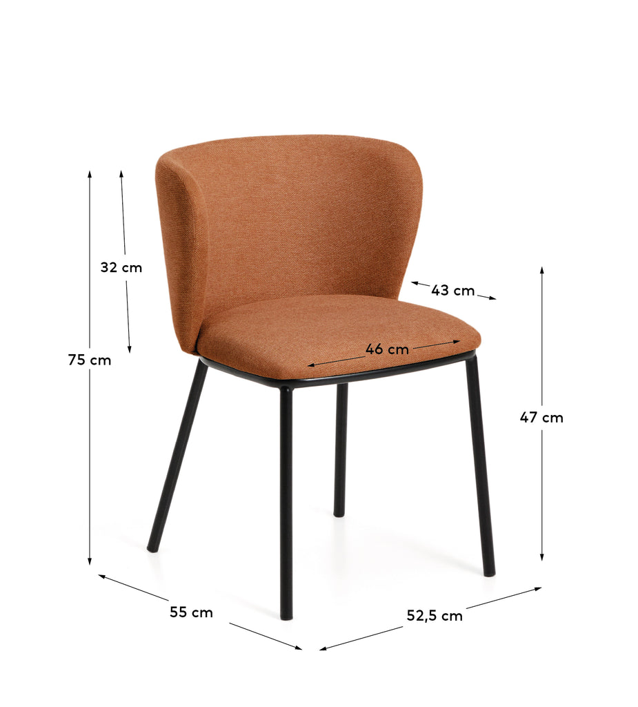 Ciselia flame-retardant terracotta thick chenille chair with black finish steel legs FSC Mix Credit