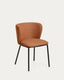 Ciselia flame-retardant terracotta thick chenille chair with black finish steel legs FSC Mix Credit
