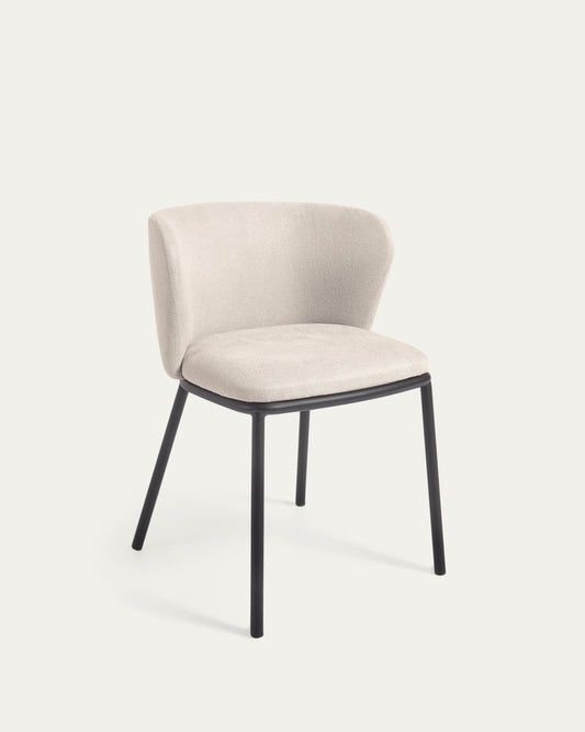 Ciselia chair in beige chenille and steel legs with black finish FSC Mix Credit