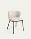 Ciselia chair in beige chenille and steel legs with black finish FSC Mix Credit