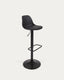 Orlando-T barstool - black polyurethane and matt black steel 60-82 cm