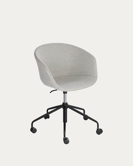 Yvette light grey office chair with steel legs in a black finish