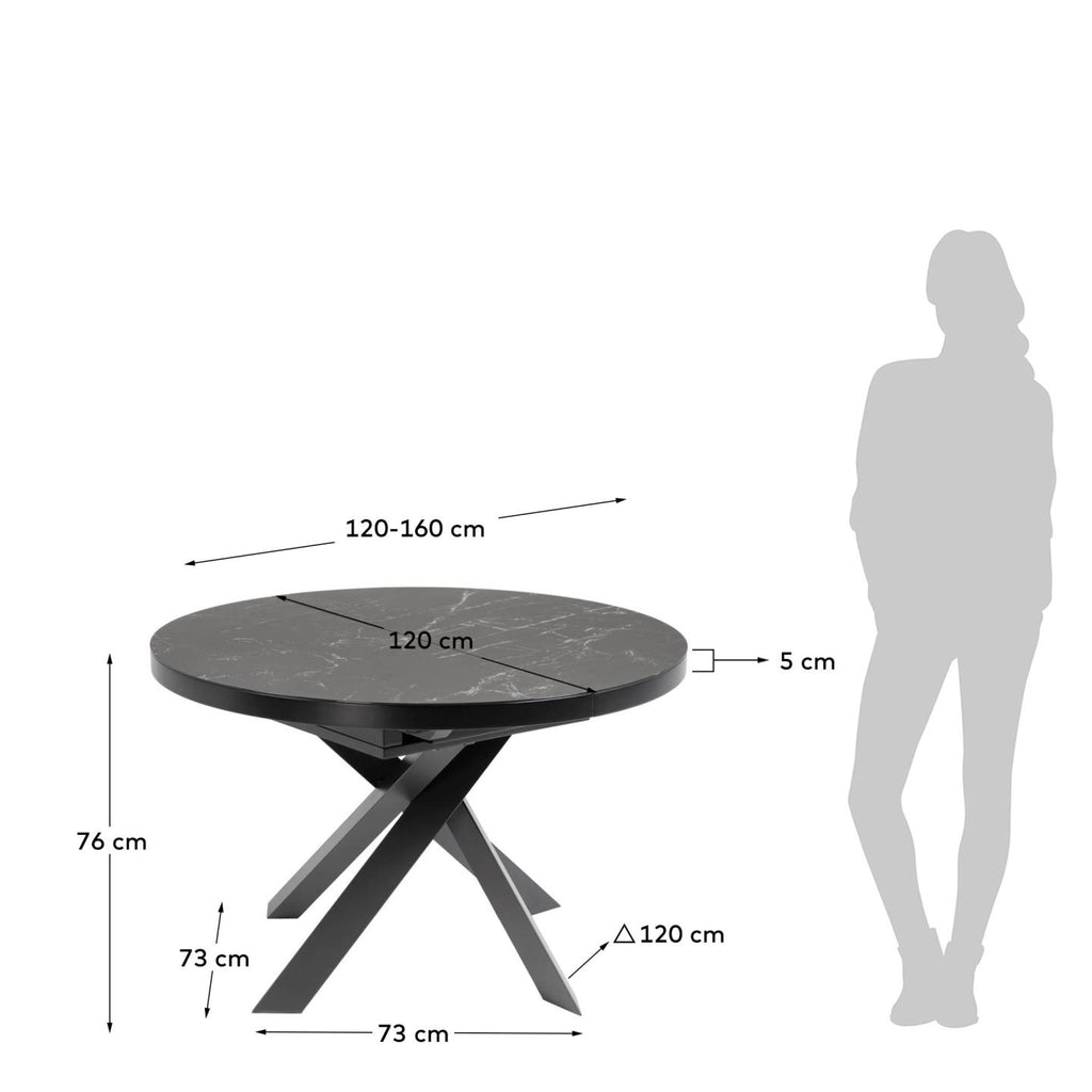 Vashti extendable table Ø 120 (160) cm porcelain