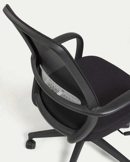 Melva office chair in black and legs made of steel in black