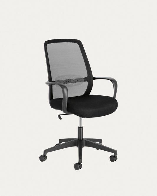 Melva office chair in black and legs made of steel in black