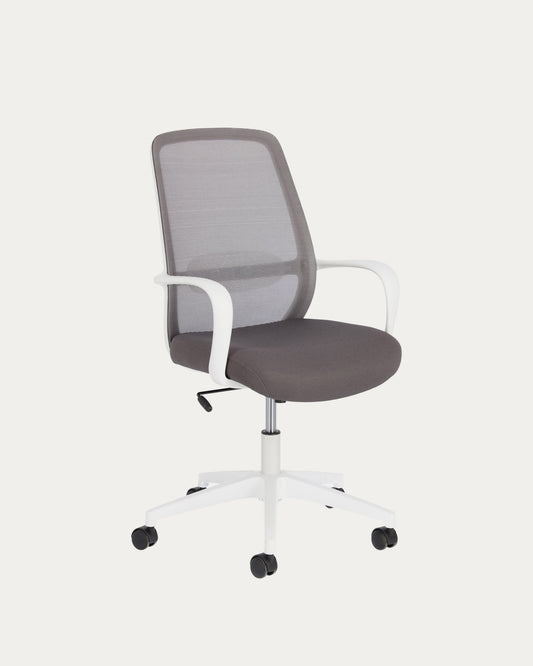 Melva office chair in grey and legs made of steel in white