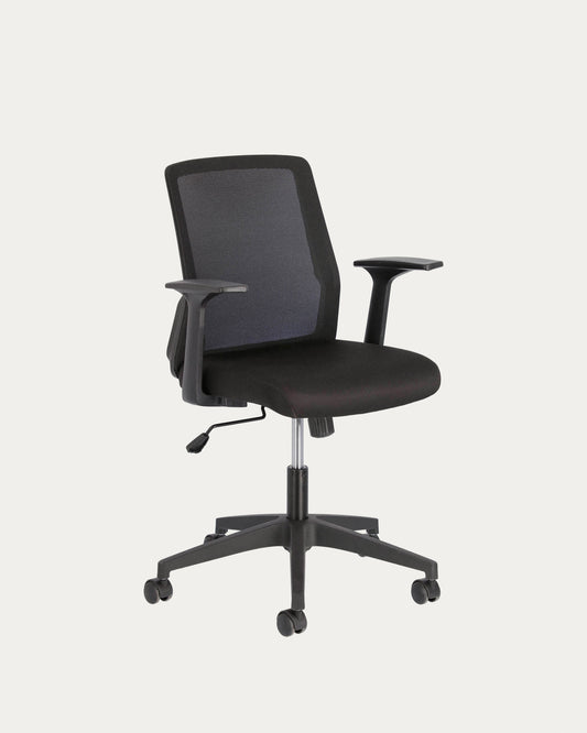 Nasia office chair in black and legs made of steel in black