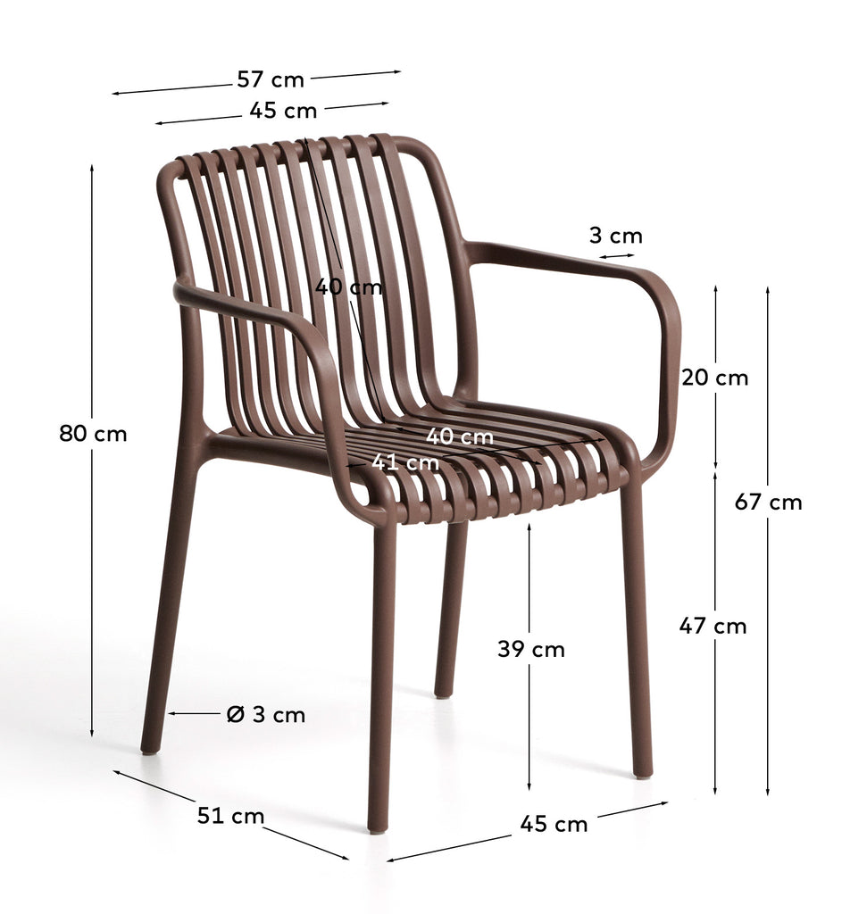 Isabellini stackable outdoor chair in brown