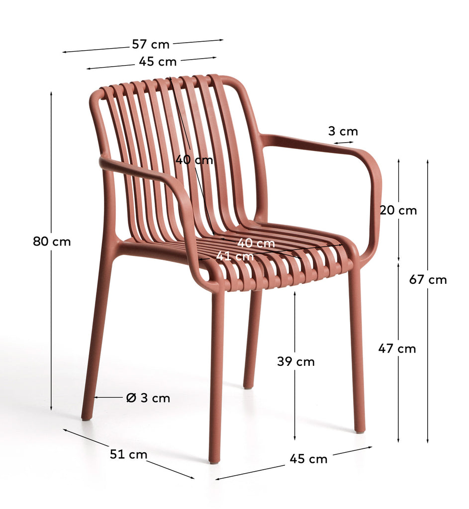Isabellini stackable outdoor chair in terracotta